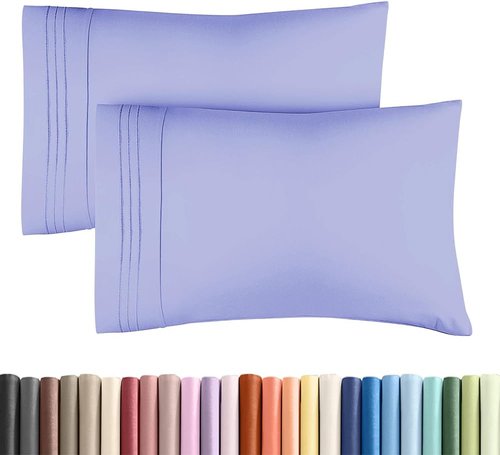 King Standard Pillow Cases by King - Ultra-Soft Hotel Quality | Fade-Free & Wrinkle Resistant - Lavender, Set of 2