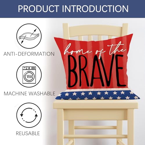 4th of July Decorative Throw Pillow Covers 16" x 16" (Set of 4)