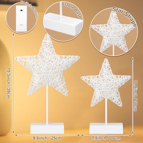 2 Pack Christmas Star Night Lamps Battery Operated Warm White Light Home Decor