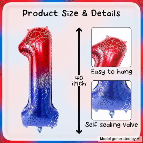 TNCDJKPA 40 Inch Spider Theme Number 10 Foil Balloons, Large Birthday Party Decorations