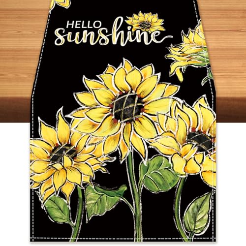 Farmhouse Sunflower Table Runner - 13x72 Inch Burlap Decor