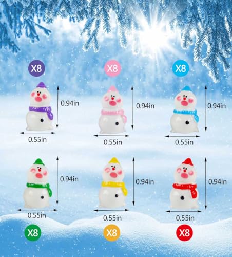 Mini Snowman Figurines Set - 48pcs Christmas Resin Decorations, Style 2