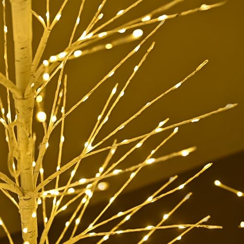 3FT Birch Tree with 219 Warm White LED Lights Waterproof Indoor Outdoor Christmas Decor - Variation of 3ft/219LED