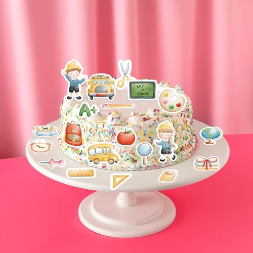 40PCS Edible Back to School Cupcake Toppers Wafer Paper Decorations