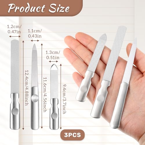 Tiesome 3-Piece Stainless Steel Metal Nail File Set for Thick Toenails