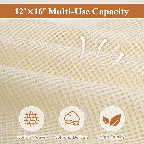 Natural Cotton Mesh Laundry Bags 12x16" - 3-Pack for Delicates