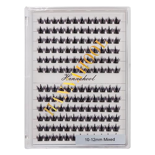 Hannahool Wide Stem Individual False Eyelashes Mixed Tray Dramatic Black Cluster Lashes