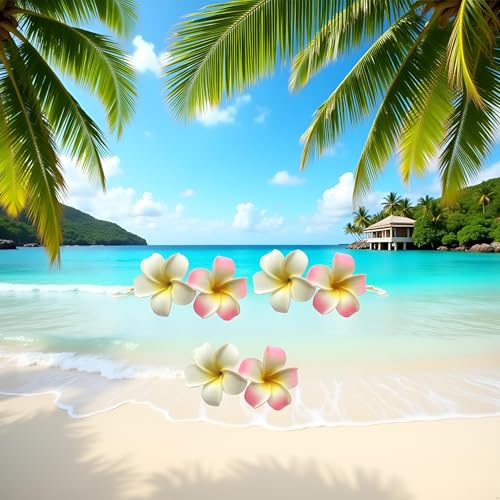 Plumeria Flower Hair Clips 3 Pairs Hawaiian Frangipani Beach Hair Pins