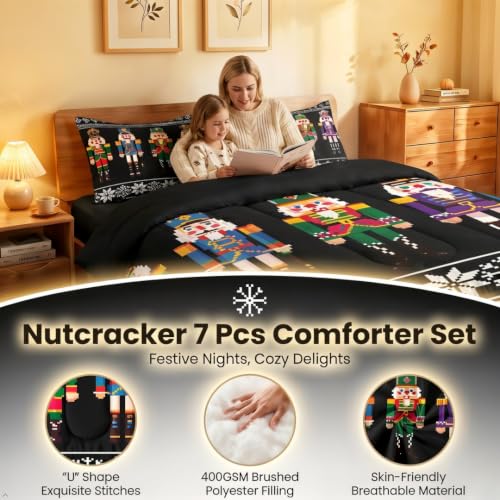 Comforter Bed Set Queen Size with Sheets & Pillowcases, Black Green Red