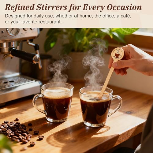 YANPROG 100-Pack Wooden Coffee Stir Sticks 5.9 Inch Natural Birch, Disposable for Coffee & Drinks