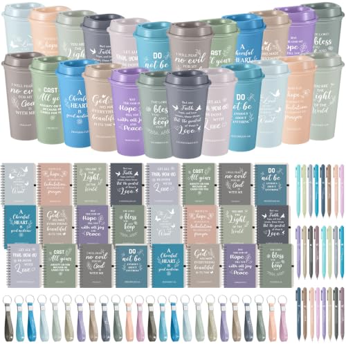 Christian Gift Set with Cups, Notebooks, Pens & Keychains - Light Morandi Color 24 Set