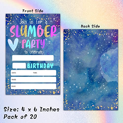 Slumber Party Birthday Invitations with Envelopes 20 Pack