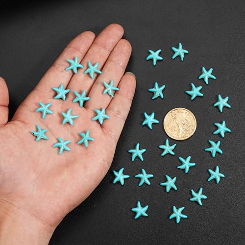 Turquoise Starfish Beads Set for DIY Jewelry Making - 70 Pcs