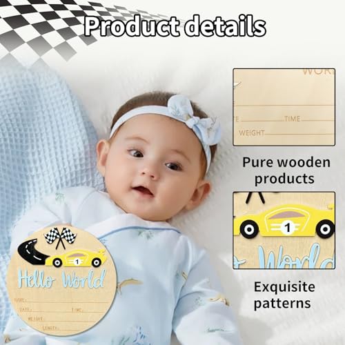 Race Car Baby Announcement Sign - Personalized Newborn Photo Prop