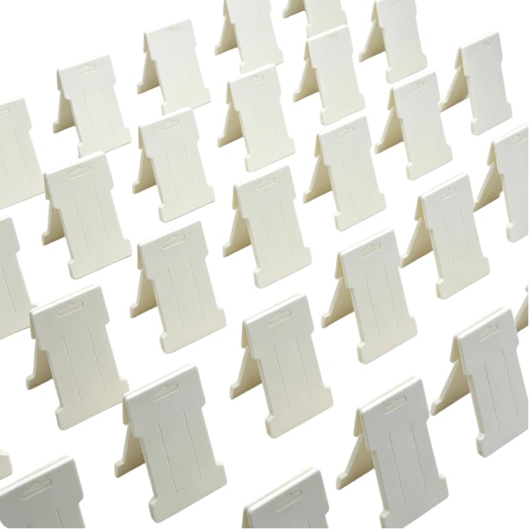 50 White Hair Clip Display Cards - 4.52 x 3 Inches with Cat Design