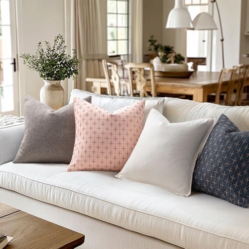 MIULEE Pack of 2 Pink 18x18 Decorative Burlap Pillow Covers