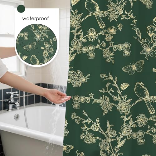 Mocsicka Vintage Floral Shower Curtain - Waterproof, 71x71 inch