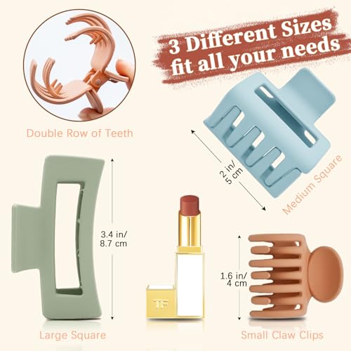 GlowMyst 9-Piece Matte Hair Claw Clips Set for Thick and Thin Hair