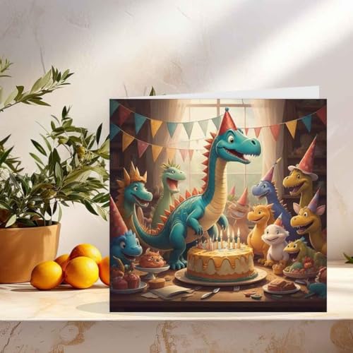 Dinosaur Birthday Card - Premium Eco-Friendly Design 145mm