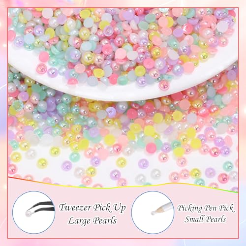 RODAKY 3000Pcs 3mm Flatback Half Pearls for Nail Art and Crafting