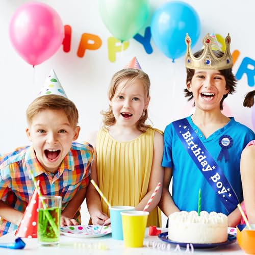 Birthday Boy Sash and King Crown Hat Party Set