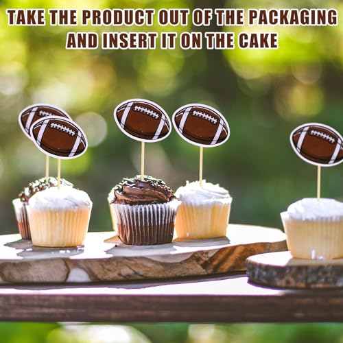 40pcs Rugby Ball Cupcake Toppers - Sports Themed Cake Decorations