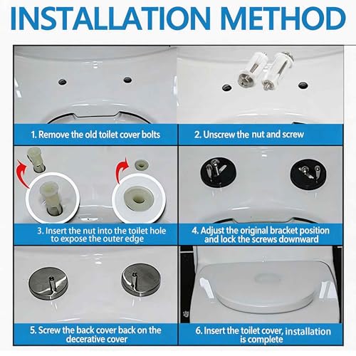 Universal Toilet Seat Replacement Kit - Stainless Steel Screws & Nuts