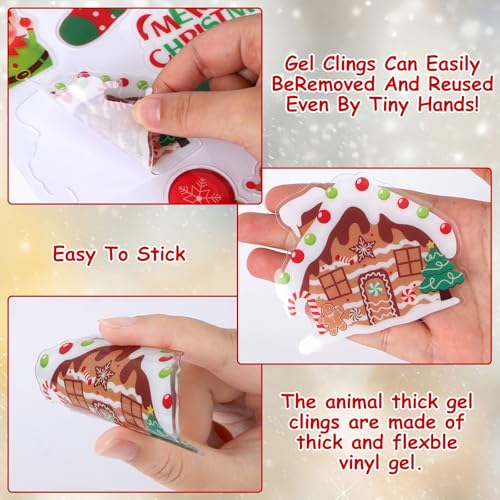 25 Pcs Christmas Window Gel Clings - Festive Holiday Decor