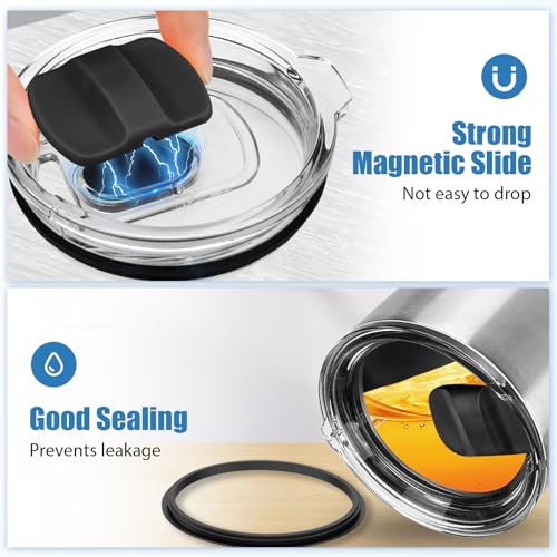 3 Pack Magnetic Replacement Lids for 20 oz Tumblers, Spill-Proof Covers