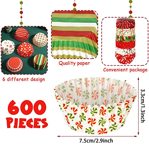 Potchen Christmas Snowflake Cupcake Liners - 600 Pack Baking Cups