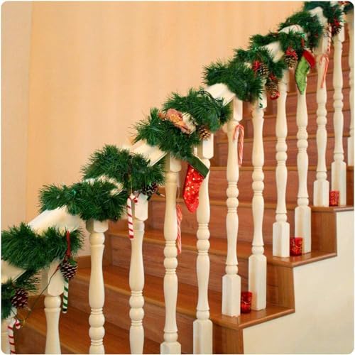 Artificial Christmas Garland 50ft Non-Lit Green Holiday Decor for Indoor Outdoor