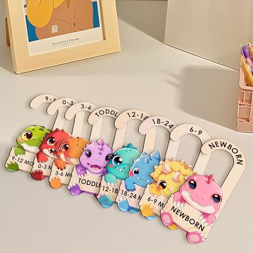 Dinosaur Baby Closet Dividers - Wooden Size Organizers for 0-24 Months