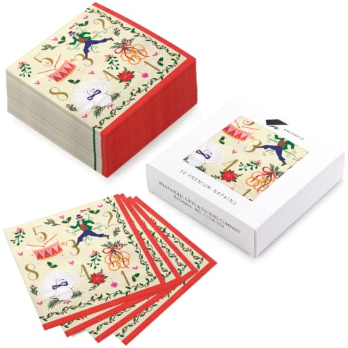 Christmas Paper Napkins 50Pcs - Countdown 12th Day 3-Ply Holiday Table Decor