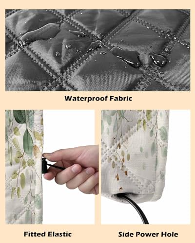 Hensabreni Insulated Indoor AC Cover, Sage Eucalyptus Print, 21x15x3.5 Inch