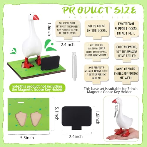Magnetic Goose Key Holder Wooden Base Stand with 10 Interchangeable Signs