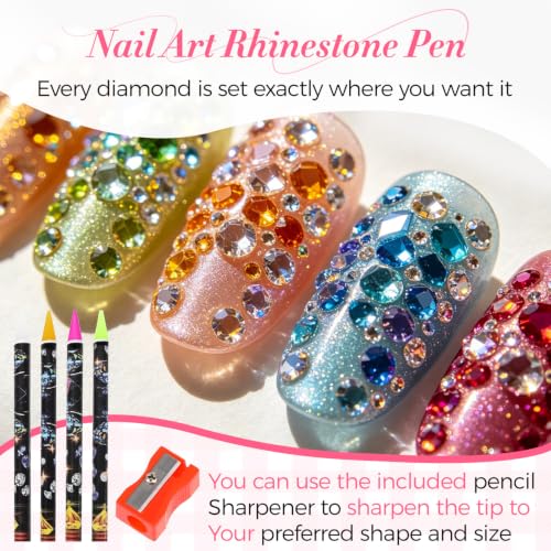 Fzuee 4-Pack Rhinestone Picker Tool Wax Dotting Pen Set with Sharpener