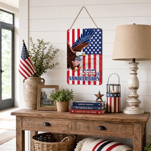 4th of July Patriotic Door Hanger - 250th Anniversary Tin Sign