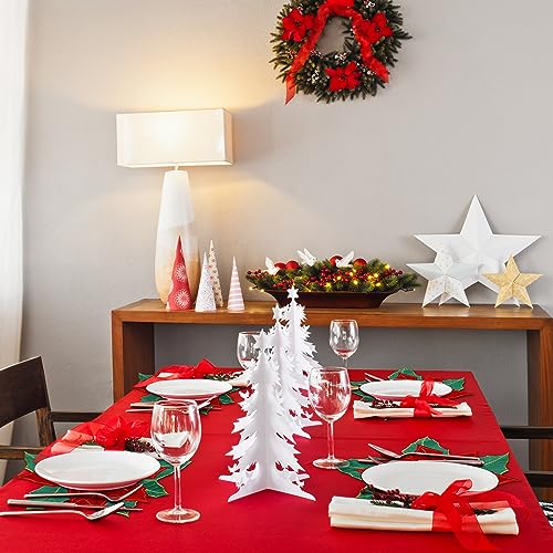 Christmas Embroidered Poinsettia Placemat Set 15x15 Inches for Holiday Dining