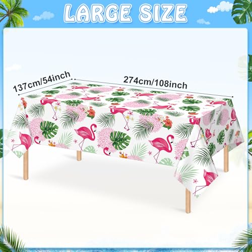 3-Pack Tropical Flamingo Tablecloths - 54" x 108" for Summer Parties