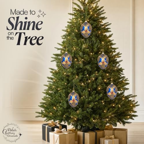 Sapphire Gloss Faberge Egg Hand Blown Glass Christmas Ornament - 5 Inch