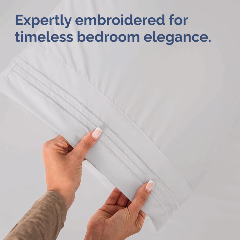 Queen Pillow Cases by [Brand Name] - Ultra Soft Hotel Quality Covers | Wrinkle-Free & Fade Resistant - 4 Piece Set in French Grey