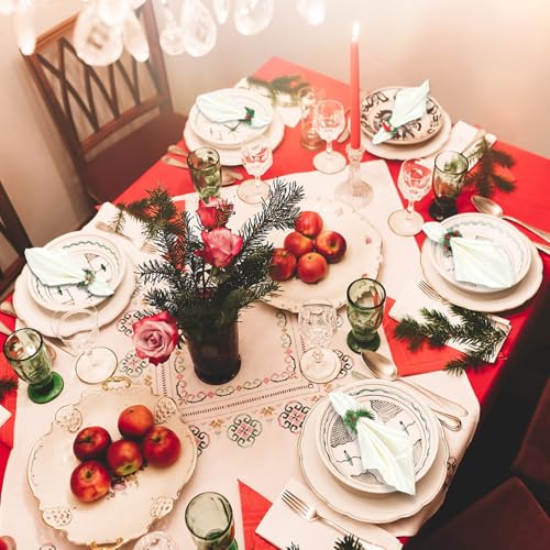 Christmas Napkin Rings Set of 12 - Green Leaf Wreath Holiday Table Decor