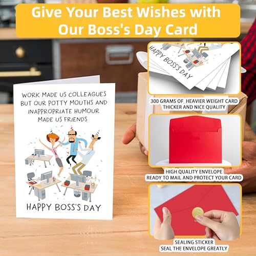 Funny Boss Day Card - Sarcastic Appreciation Card for Boss
