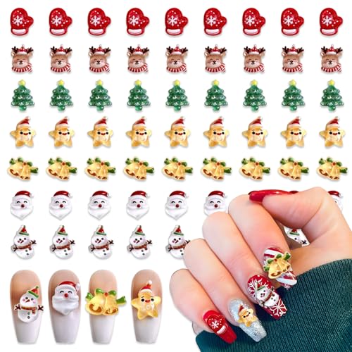 100-Piece 3D Christmas Nail Charms Resin Holiday Nail Art Gems Kit