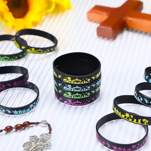 100 Pcs Christmas Nativity Silicone Bracelets Wristbands - Religious Holiday Gift