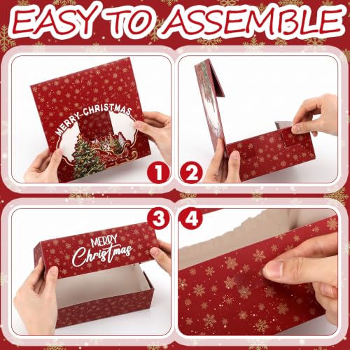 Christmas Cookie Boxes with Window 24 Pack - Tree Design Holiday Gift Packaging
