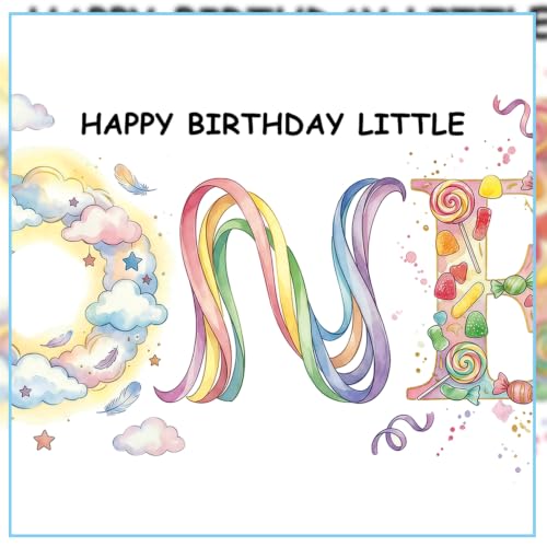 Rainbow ONE Typography First Birthday Card - Gender Neutral