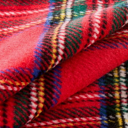 Christmas Plaid Decorative Euro Pillow Covers Set of 2 24x24 Inches - Red