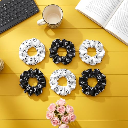Jaarssho Black & White Soccer Hair Ties - 20 Pcs Elastic Sports Hair Accessories for Girls and Women