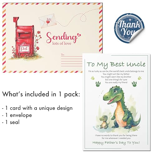 Happy Fathers Day Uncle Card with Envelope and Seal